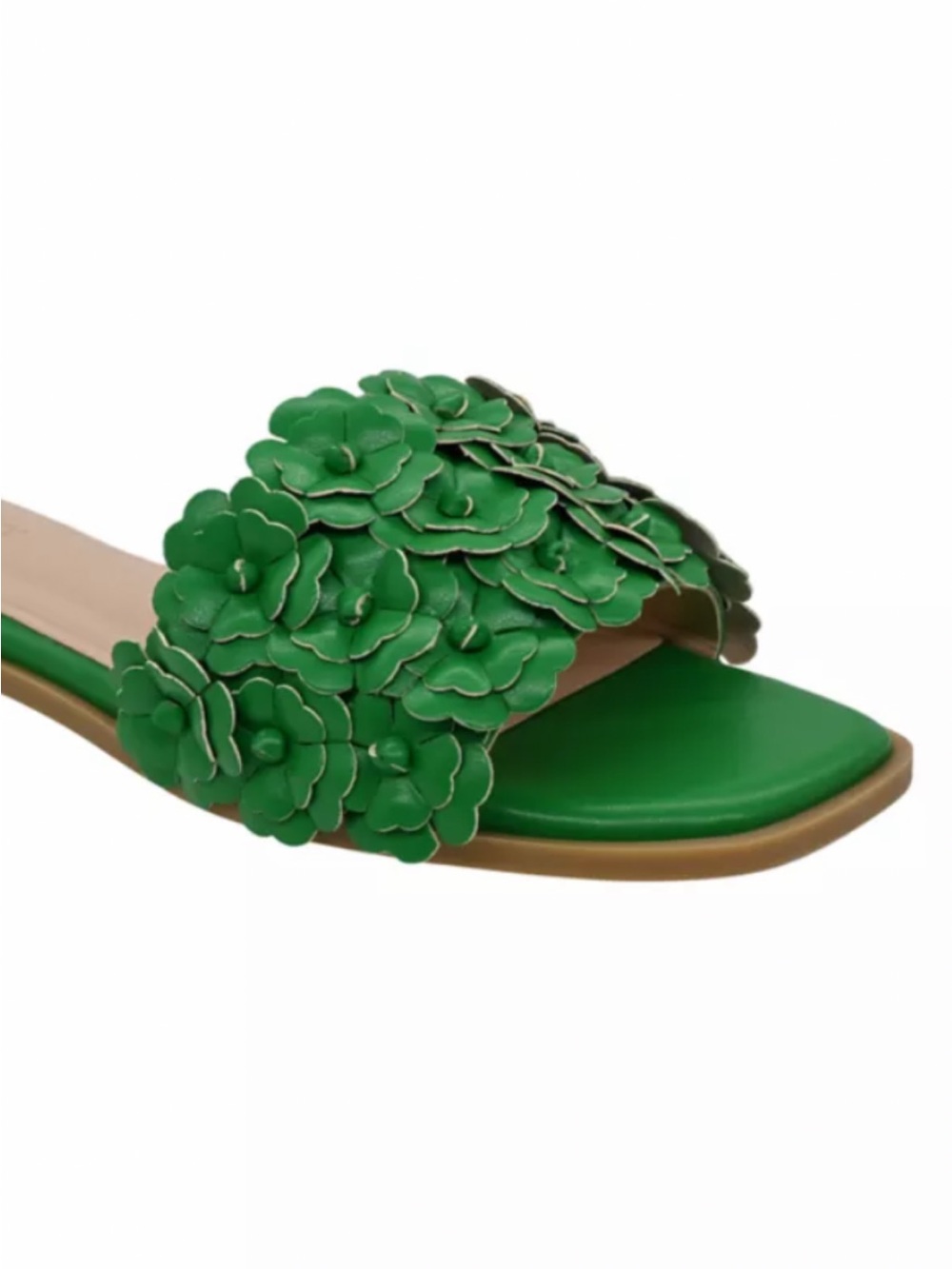 crown & ivy Green Floral Slide Sandal
